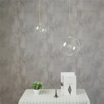 suspension lumineuse transparente moderne sphères verre chromé chambre salon pendentif led interrupteur bouton