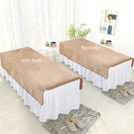 couverture table massage velours drap lit spa salon beauté coton doux couleur unie beige