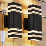 applique murale moderne noire rayures blanches deux ampoules E27 ip65 étancheextérieur led rechargeable 110240v