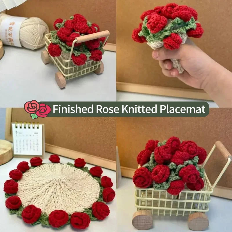 tapis table bouquet roses panier motifs fleuris artisanal main d'œuvre respectueux environnement