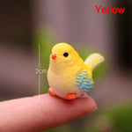 statue oiseau cartoon mignon résine peluche brillante couleurs variées blanc rose verte bleue jaune