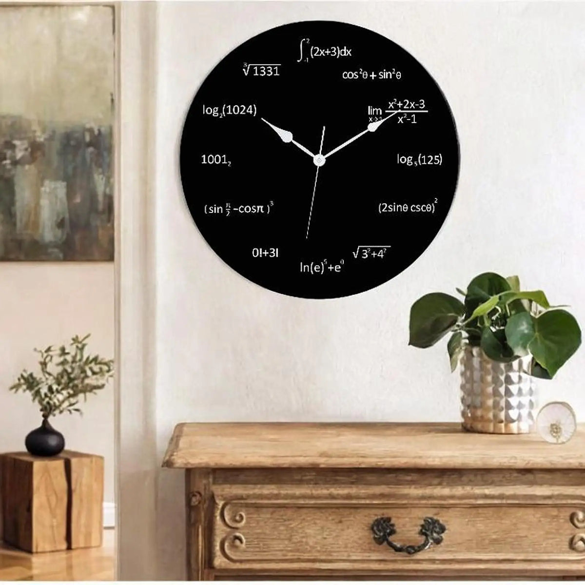 horloge murale formules mathématiques noire décor moderne sans tic tac chambre salon