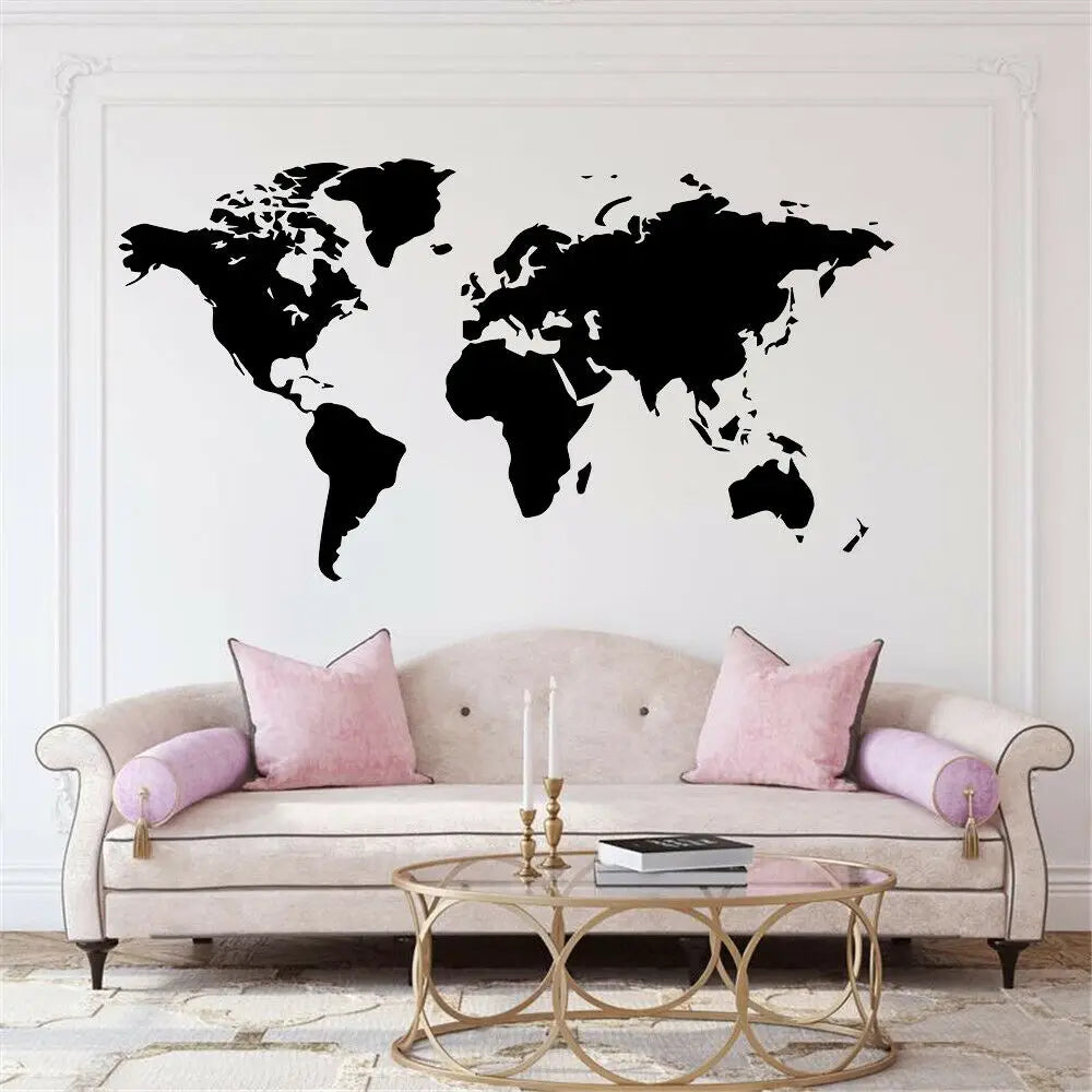 Décoration murale géographique PVC noir