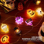 guirlande led halloween citrouille fantômes momies chapeaux sorcière clips orange noir violet