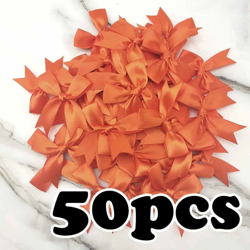 rubans satinés nœuds rose pâle classique opaques tissus décoratifs manuels fêtes 8.5cm 50 pièces