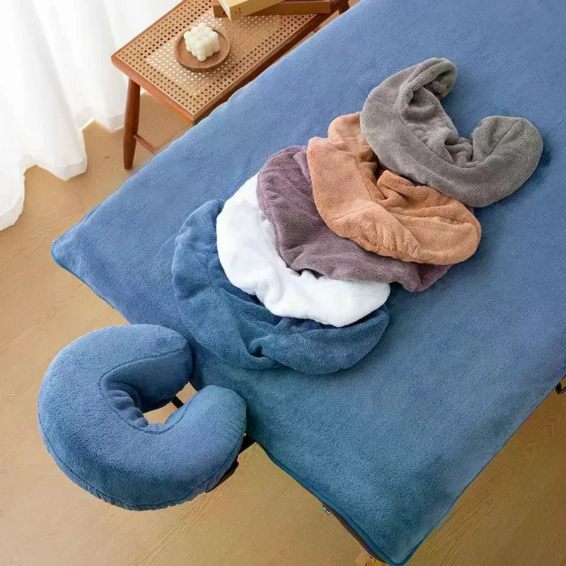 coussin massage velours doux confortable bleu gris blanc réutilisable non toxique coton maison lit
