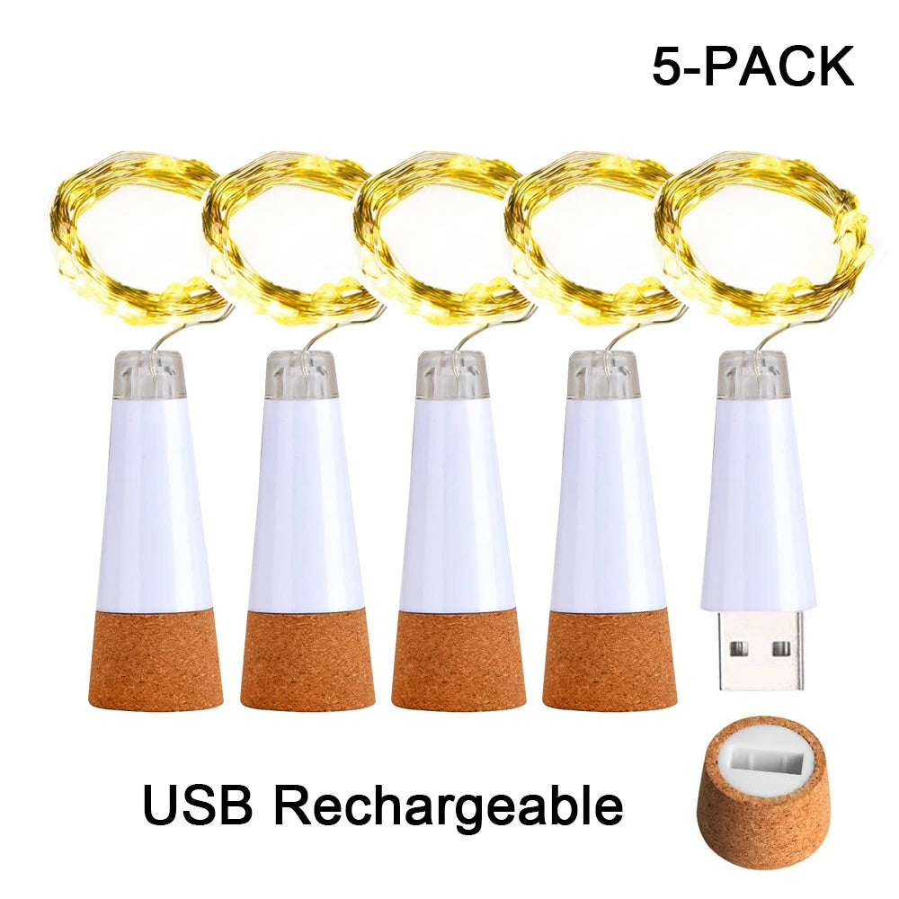 guirlande lumineuse led bouteilles liège rechargeable usb moderne décoration noël chambre mariage