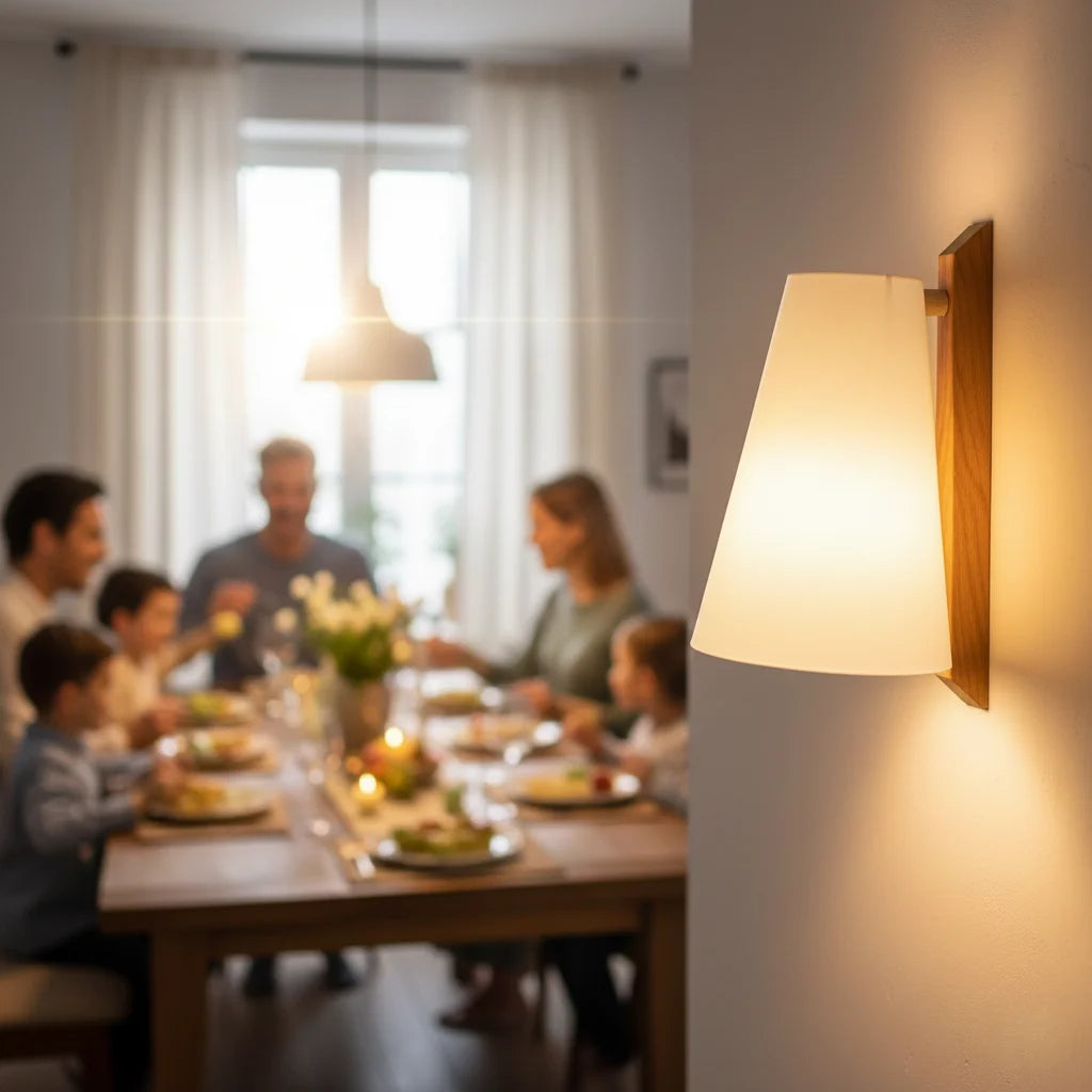 lampe murale moderne minimaliste abatjour blanc support marronclair éclairage quotidien mur applique unelampe LED