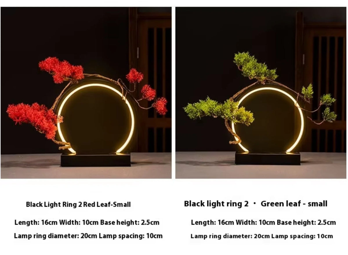 anneau lumineux led or rouge feuilles artificielles base métallique moderne artistique festive gifts