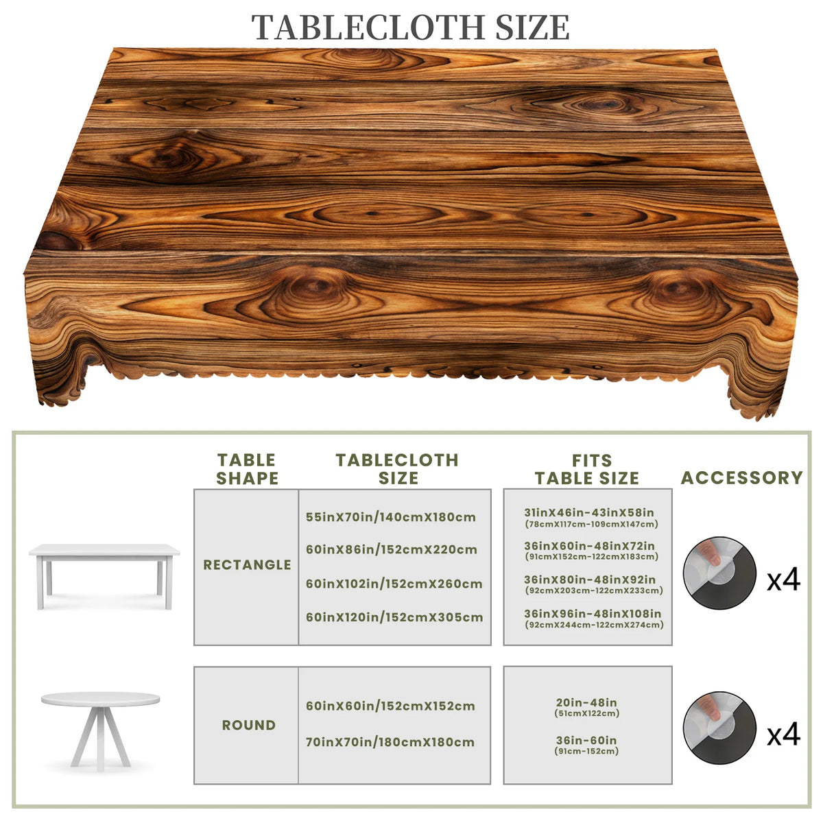 nappe imperméable polyester texture bois marron clair moderne adhésive table extérieure anniversaire mariage festive