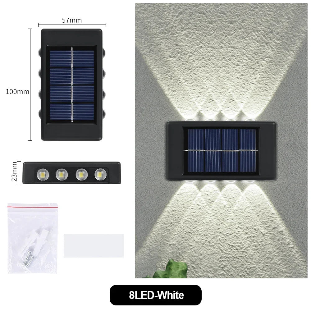 lampe solaire murale moderne ip65 led rechargeable extérieure panneau solaire texturé noir minimaliste
