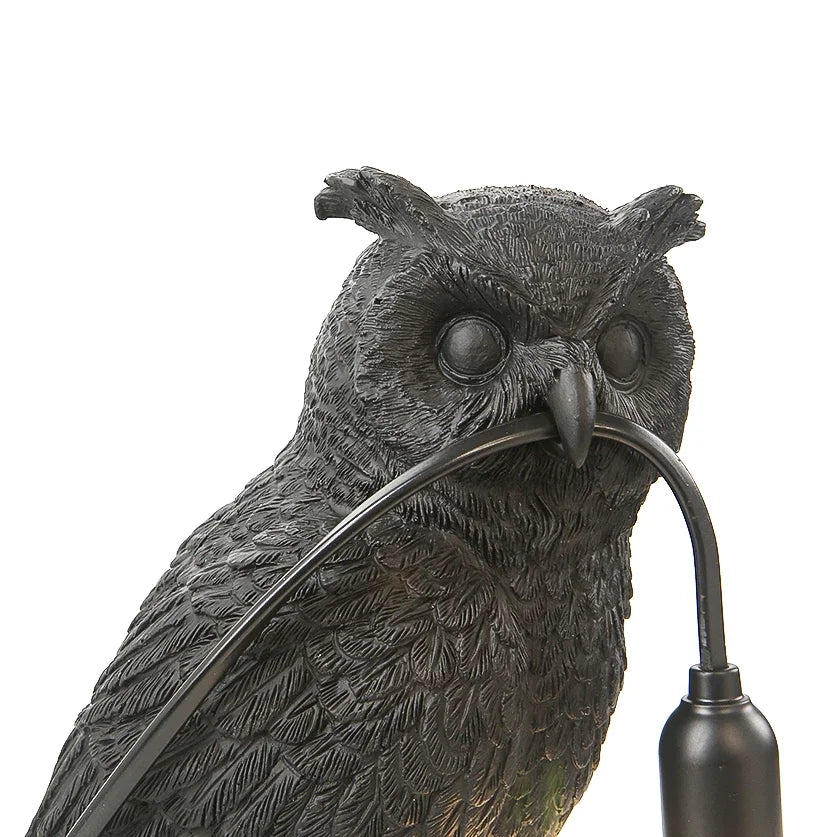 lampe poser oiseau noir plumes modernes naturel chambre coucher ampoule filament câble électrique