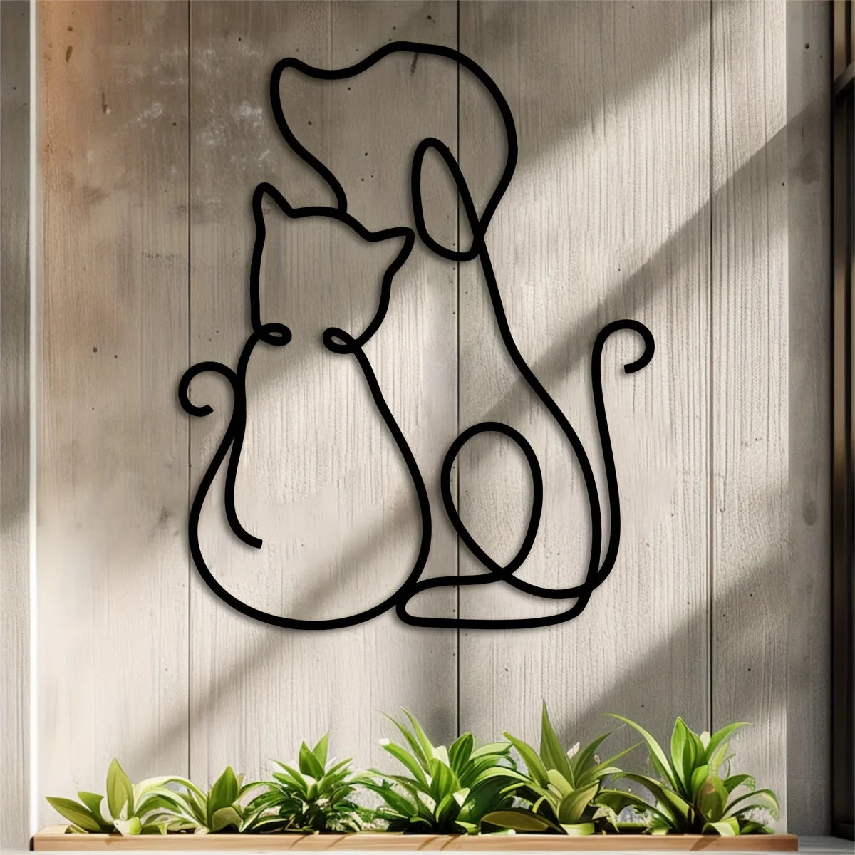 sculpture murale moderne deux chats noirs silhouette simple métal minimaliste