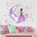 Décoration murale bébé lune et papillons