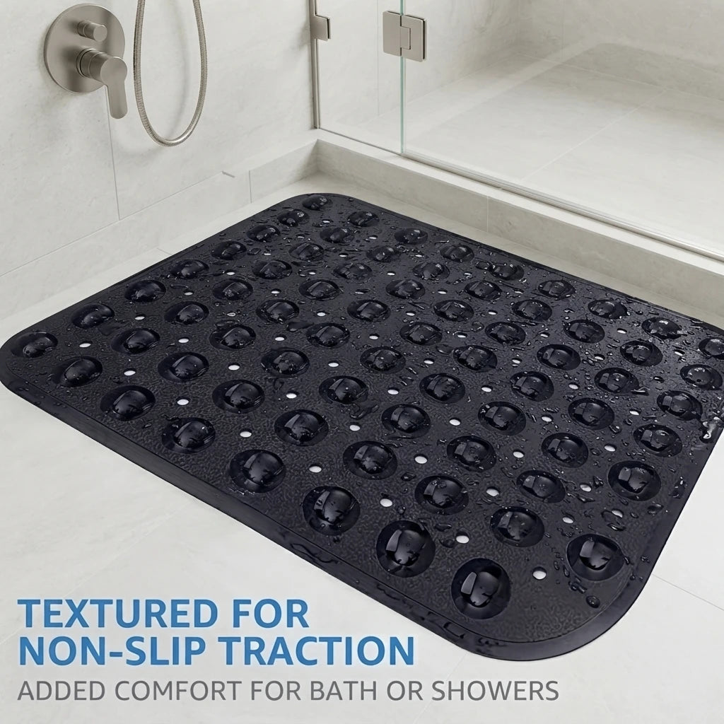 tapis douche antidérapant lavable machine tapis bain texturé trous ronds moderne noir blanc gris