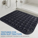 tapis douche antidérapant lavable machine tapis bain texturé trous ronds moderne noir blanc gris