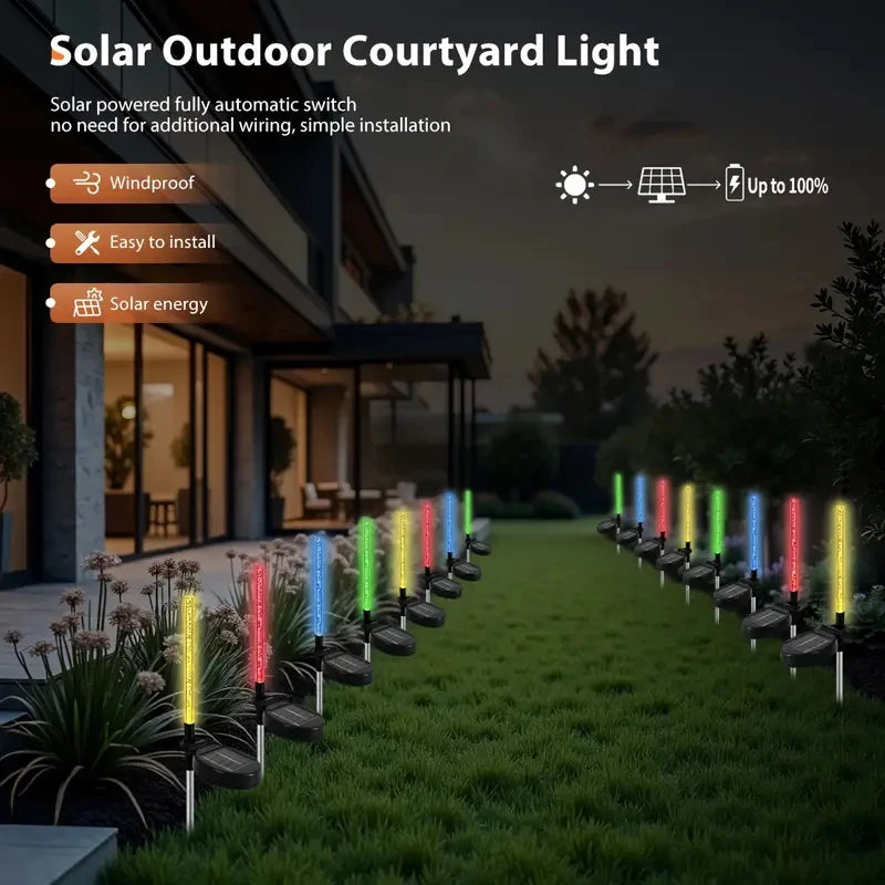 lumière solaire extérieure transparente bulles rgb fixée sol décoration festive vacances