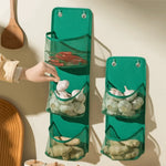 sac mural multi couches maille poignées compartiments rangement cuisine bain vert bleu gris moderne