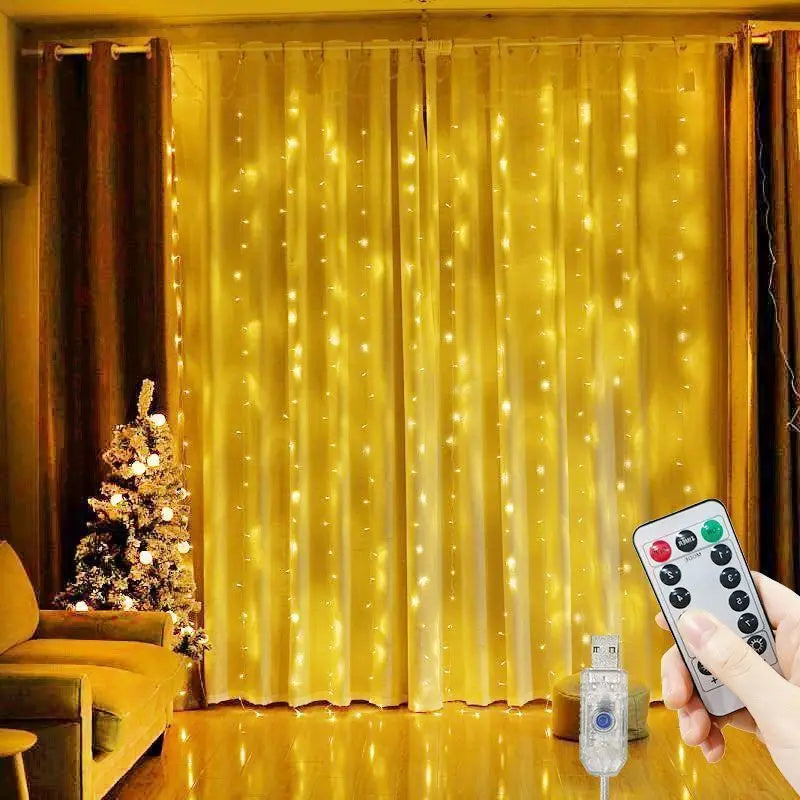 rideau lumineux led blanc jaune multicolore moderne modes télécommande decoration noel mariage halloween valentin