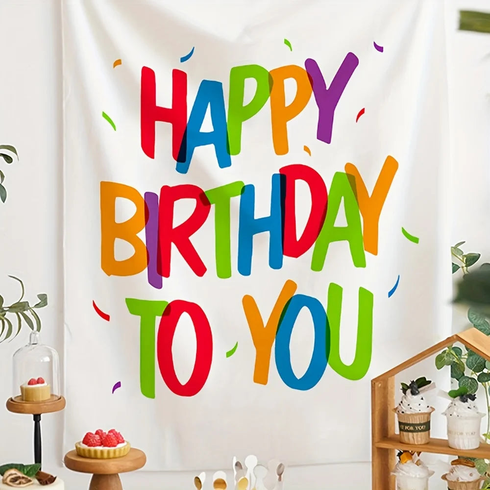 drapeau festif happy birthday confettis multicolore blanc clips décoration anniversaire enfant fête polyester