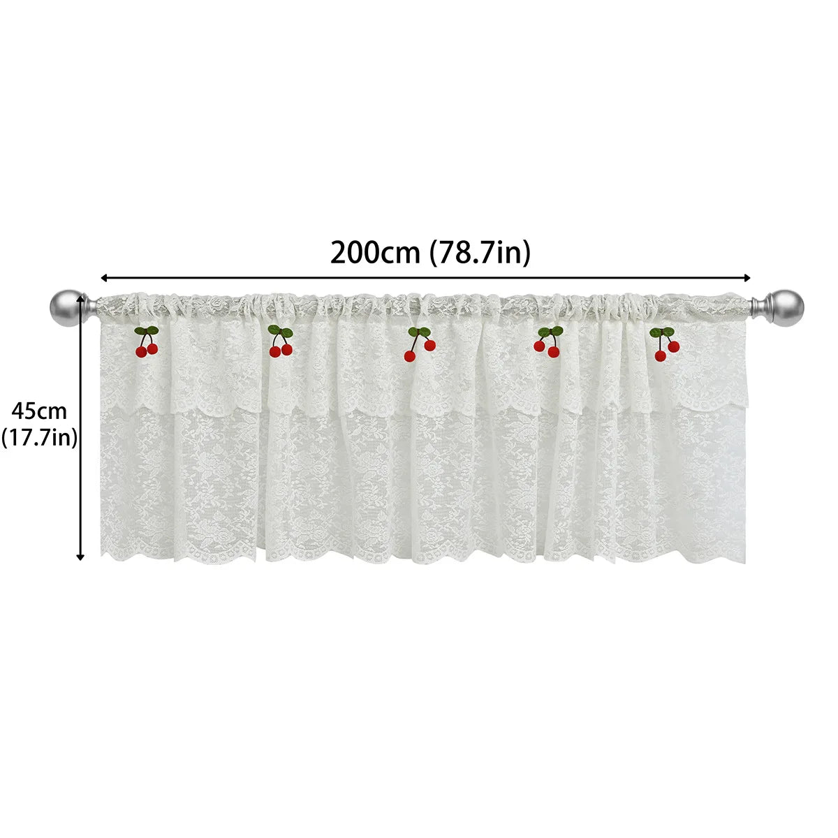 rideau polyester blanc dentelle translucide classique cuisine fenêtre 140cm 45cm