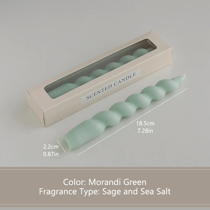 bougies parfumées vert pastel jaune rose blanches twistées moderne support nœud anniversaire décoration maison