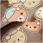 tapis dessin animé ours doux beige marron bleu rose antidérapant polyester usage multiple chambre