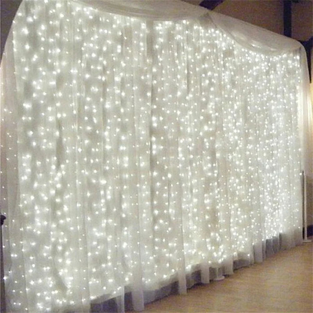 rideau lumineux led blanc 3m 3m 300 leds occasion noël anniversaire mariage
