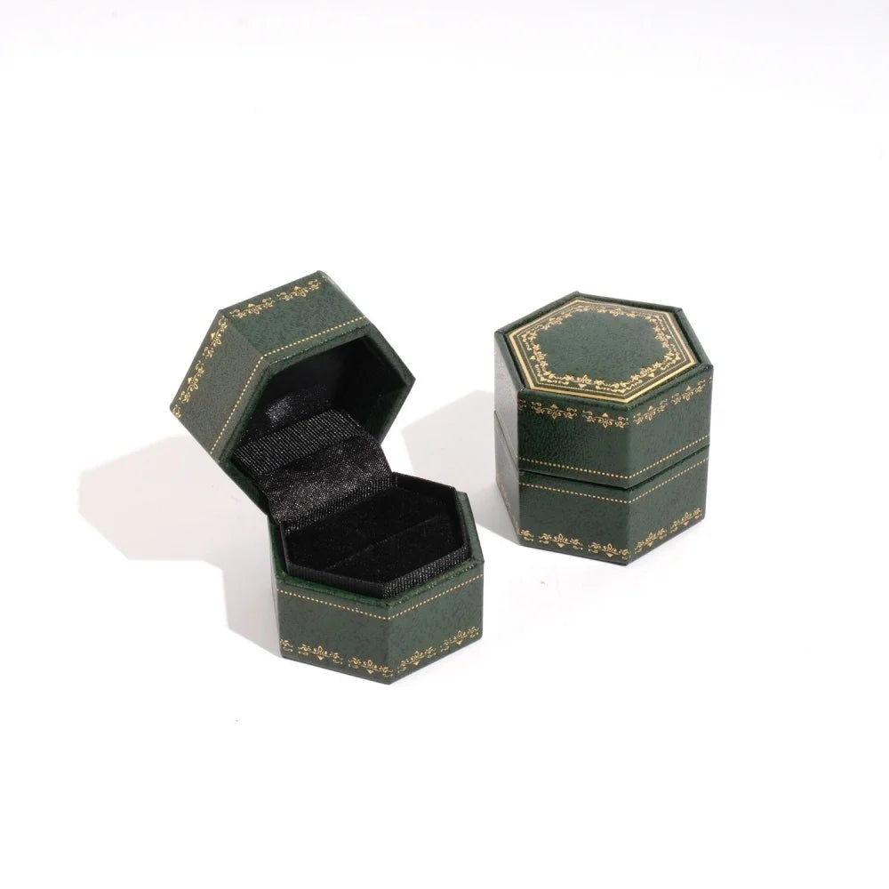 boîte bijoux verte stockage bijoux réutilisable ornement doré velours noir classique élégante capacitaire anneaux