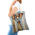 sac main moderne imprimé chien lunettes motifs géométriques couleurs variéesversible