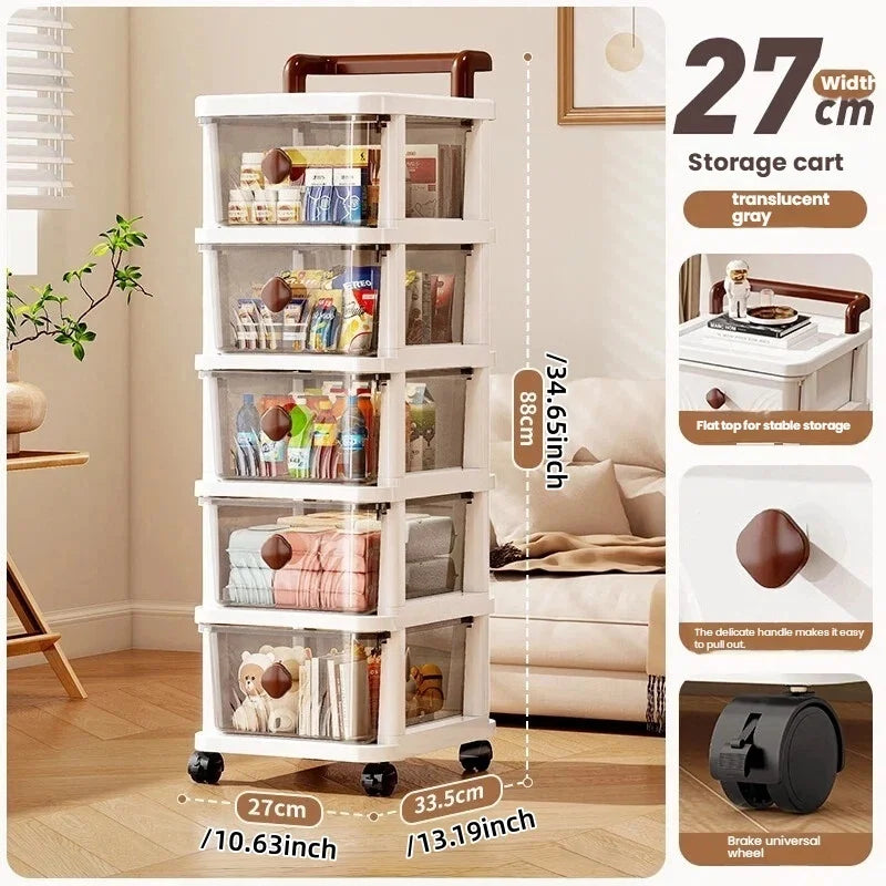 meuble rangement tiroirs roues blanc moderne rayures grises