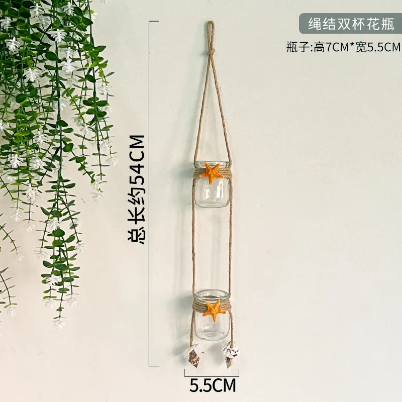 vases suspendus transparents vintage coquillages étoiles rustiques éléments naturels