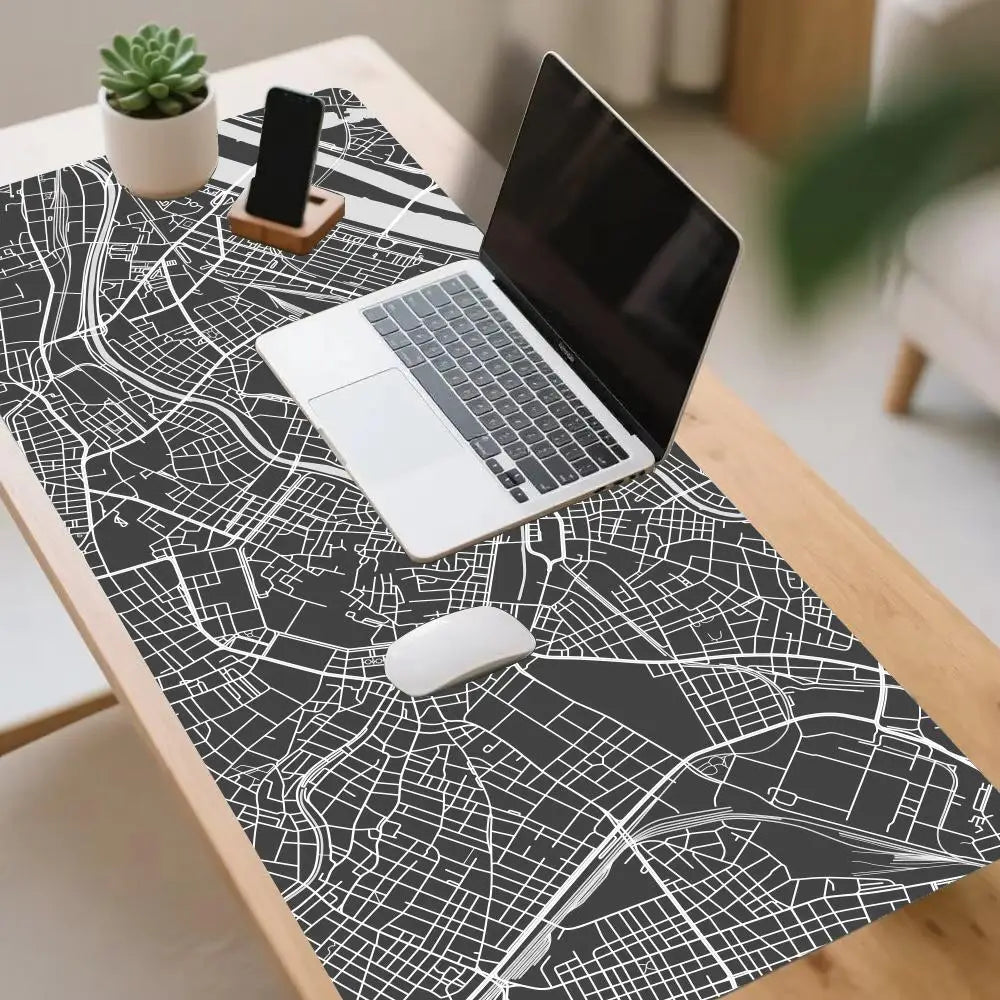 tapis souris cartographique noir blanc non glissant gamer moderne minimaliste