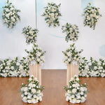 décoration murale fleurs artificielles blanc roses mariage romantique intérieur eucalyptus verte