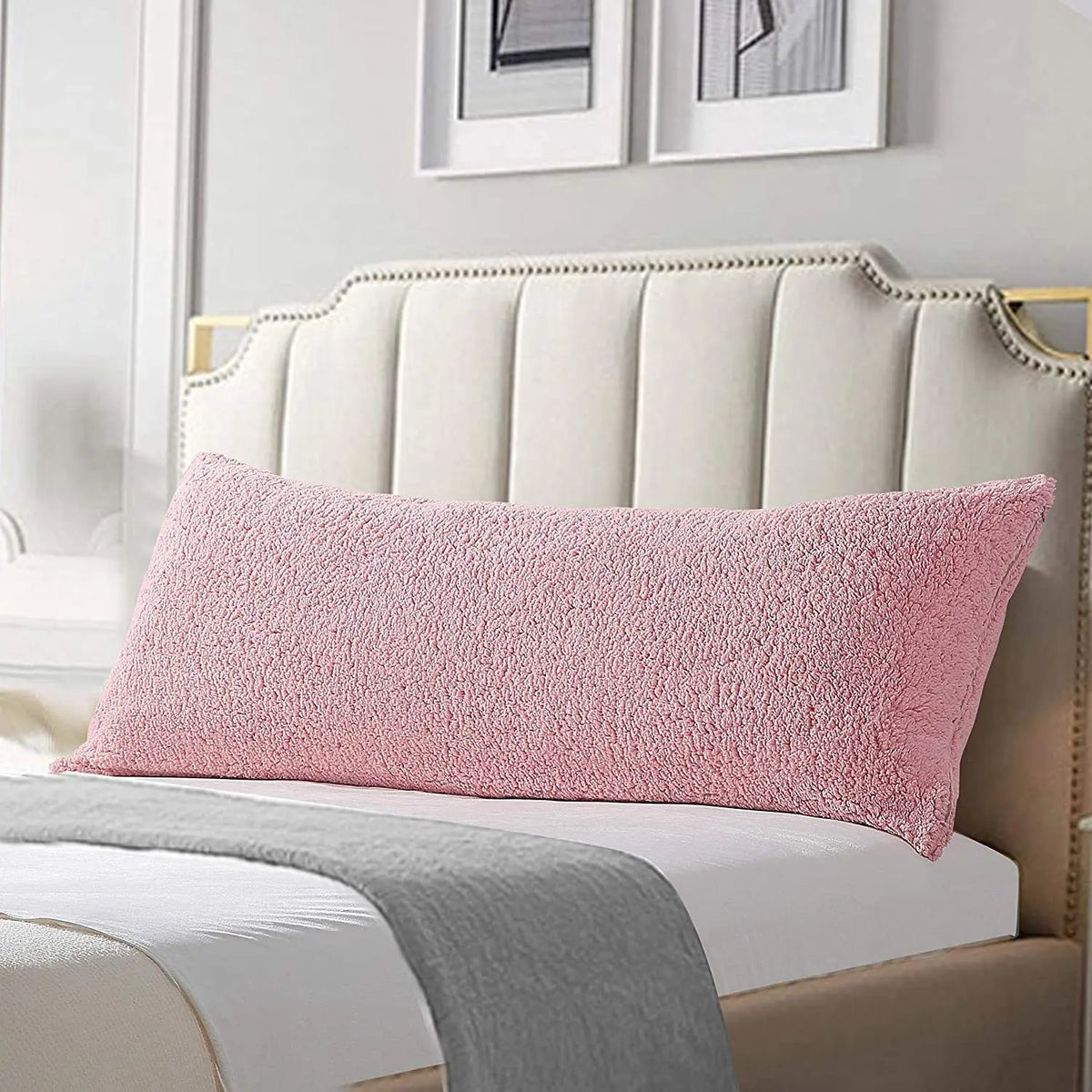 housse coussin dos blanc texture bouclée nordique décoration maison voiture fixations