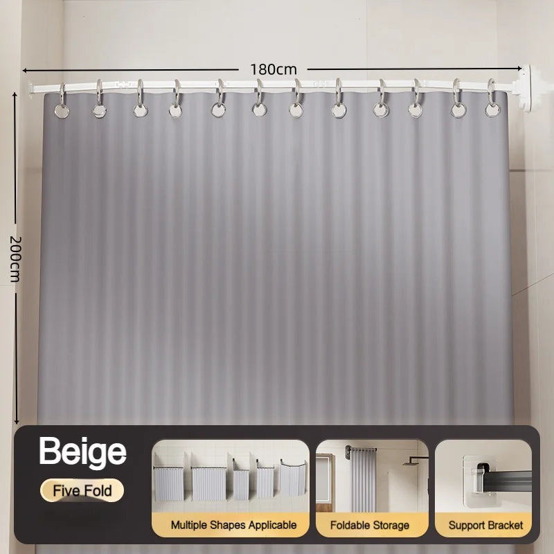rideau douche pliable sans cadre polyester pliante opaque moderne gris beige