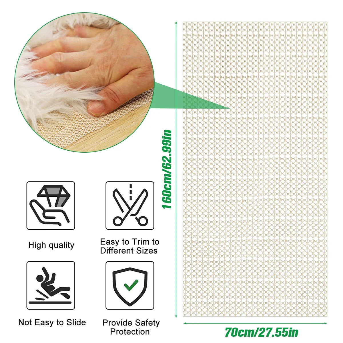 tapis anti dérapant sous couche imperméable texture maillée adhésif beige clair sol dur utilitaire
