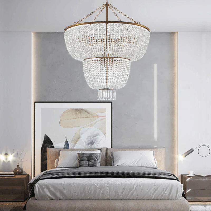 lustre led blanc doré classique suspension chaînes éclairage intérieur classique