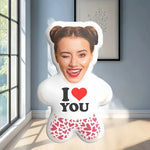 coussin personnalisé coeurs rouge visage moderne blanc noir lavable machine oblong adultes