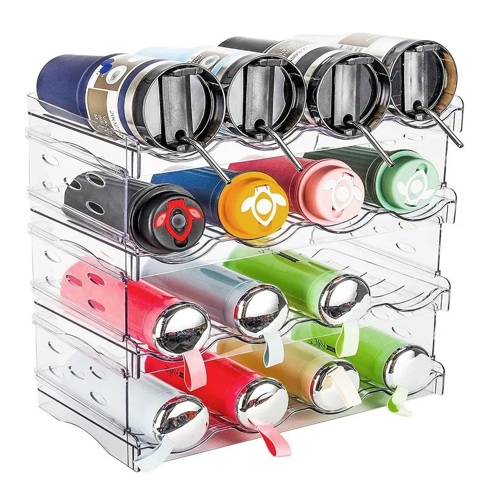 support bouteilles transparent pliable moderne clips empilable organisation cuisine réfrigérateur minimalistė