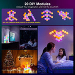 lampe murale hexagonale multicolore diy clips application mobile moderne gradation couleurs veilleuse led