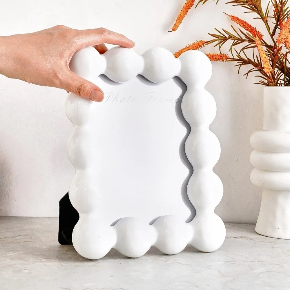 cadre photo moderne résine noir blanc argenté doré billes décoratif table adultes unissexes