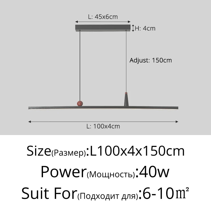 suspension lumineuse moderne minimaliste noir rouge rectangulaire lisse intérieur salon chambre