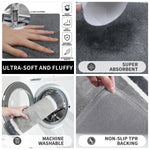 tapis bain microfibre absorbant doux moderne gris blanc bordure blanche rapide séchage respectueux environnement