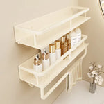 étagère murale blanche moderne adhésive étages rangement salle bain produits cosmétiques 30cm 40cm