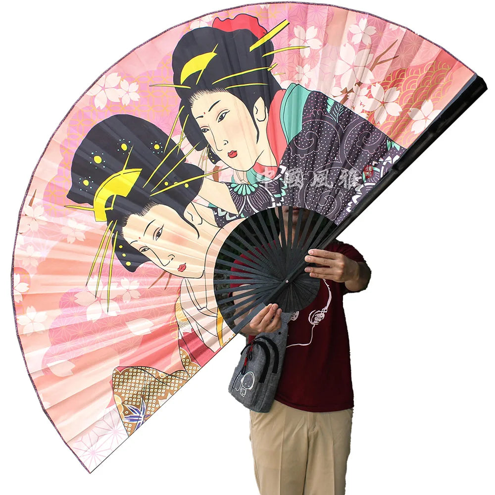 ventilateur suspendu traditionnel japonais éventail papier bamboo personnages traditionnels vague pagode chat fleurs cerisier