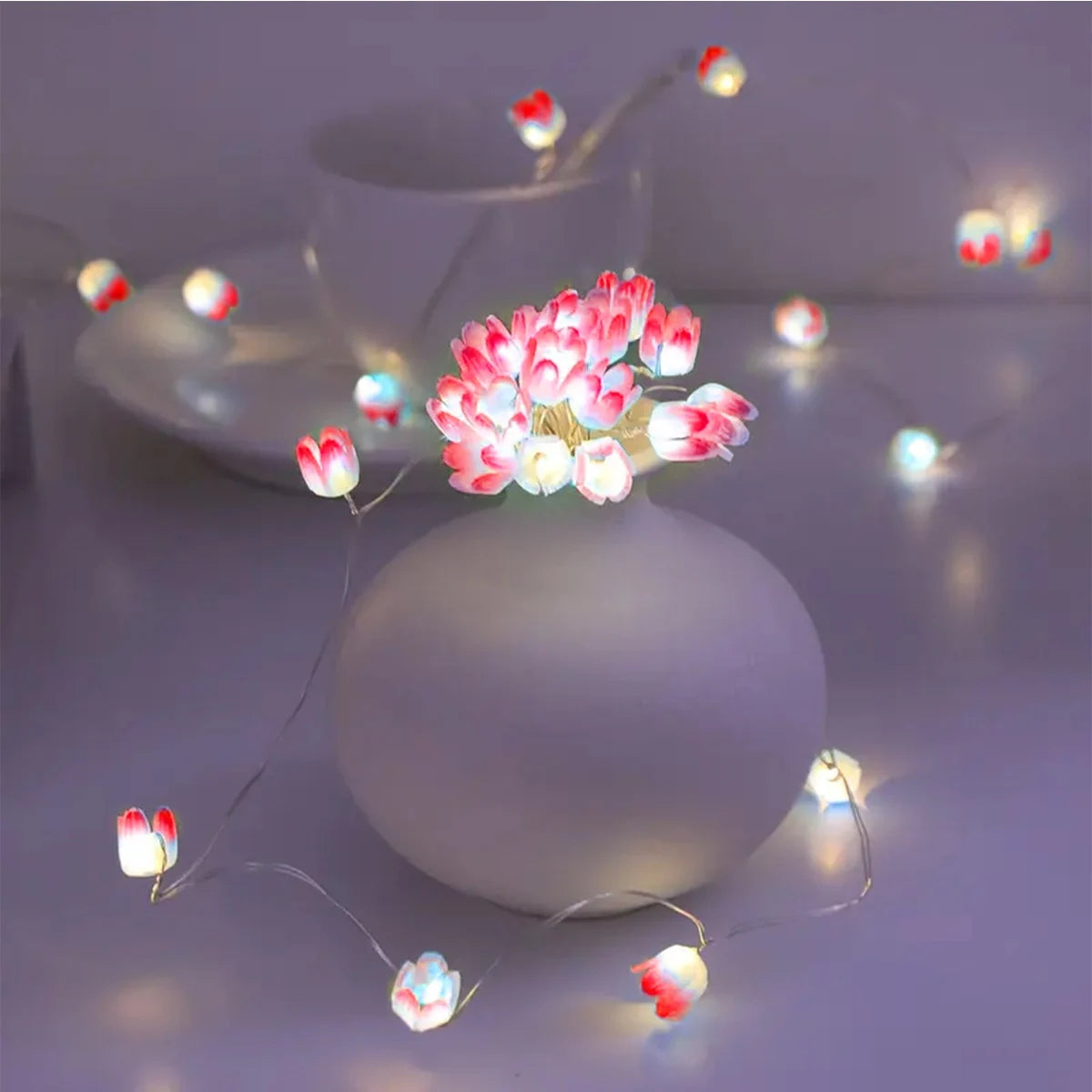 Guirlande lumineuse tulipe 20 LED rouge