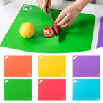 planche découper moderne fruits poissons couleurs vert orange jaune violet bleu rouge
