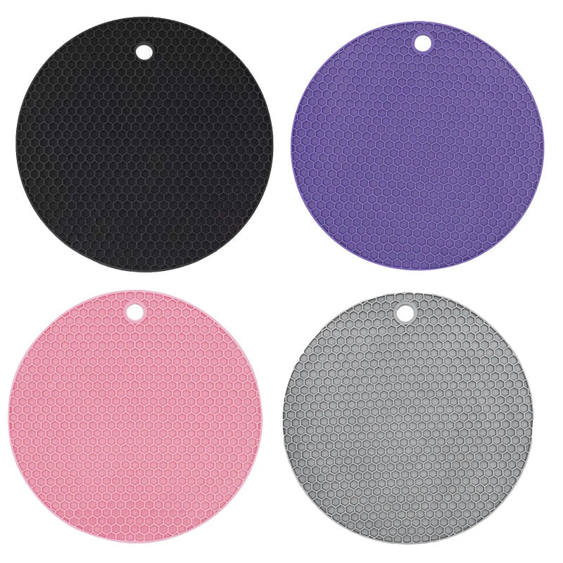 tapis table silicone gris rose bleu moderne réseau hexagonal cuisine protection comptoir 17.5cm