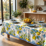 nappe table méditerranéenne motifs floraux citrons ronde rectangulaire printemps été mariage décoration provençale assiettes